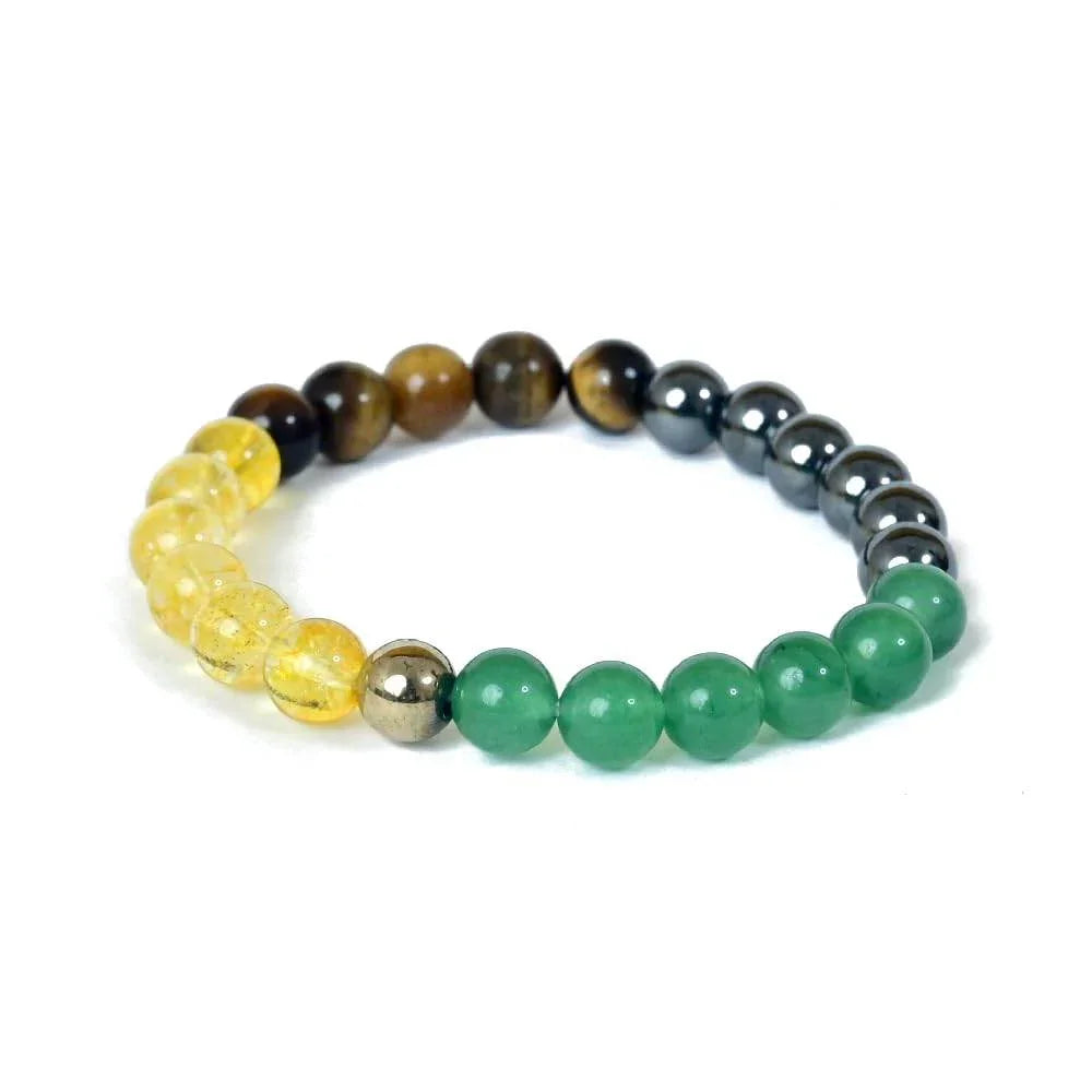 HEALING ZONE Money Magnet Bracelet for Attracting More Money, Wealth, and Prosperity - Unisex Reiki Healing Crystal Bracelet with Citrine, Pyrite, Tiger Eye, Green Aventurine, and Hematite - Pack of 1 - HEALING ZONE