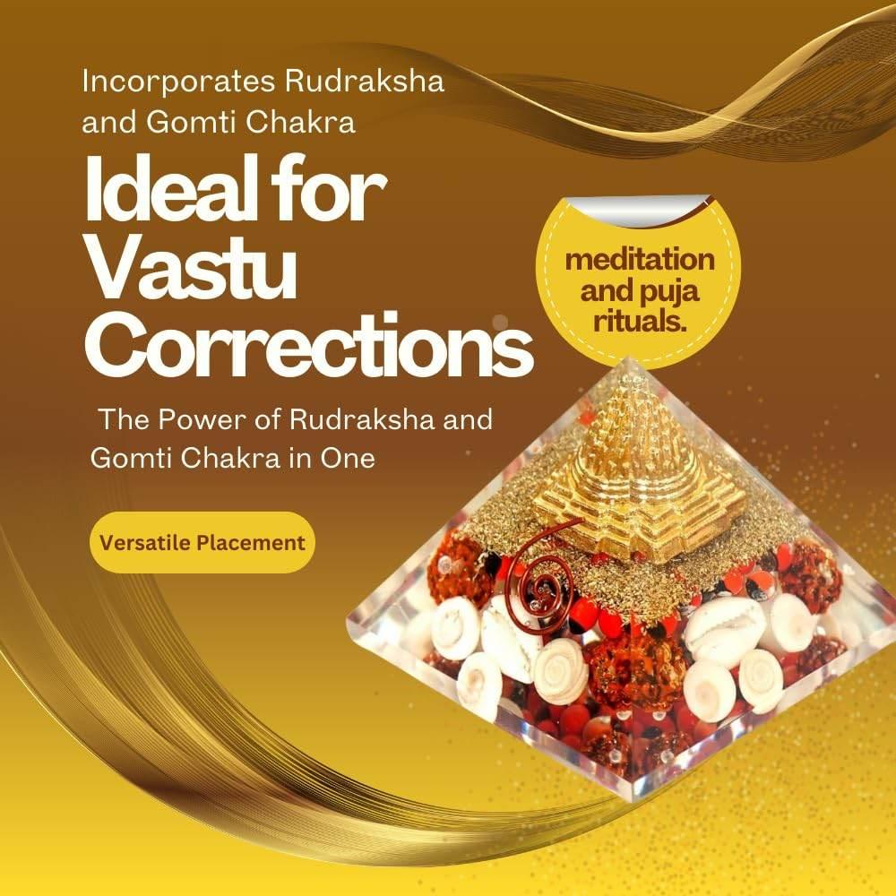 HEALING ZONE Laxmi Pyramid Original, Rudraksha, Gomti Chakra Original Lakshmi Pyramid - 75 mm Pyramid for Diwali Gifts, Vastu Items for Home, Pyramid vastu for Home, Home Decor Items, Puja Items - HEALING ZONE