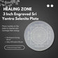 HEALING ZONE Selenite Crystal Charging Plate, 3 Inch Engraved Sri Yantra Selenite Plate for Crystal Cleansing Re-Energy Work, Meditation and Pooja