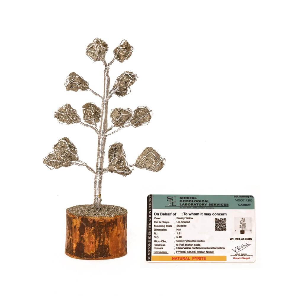 HEALING ZONE Pyrite Crystal Tree for Money - Pyrite Stone Original Tree for Home, Office, Wealth, Confidence, Vastu Correction, Positive Energy, Reiki Healing and Good Luck - 11 Beads