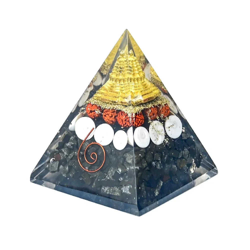 HEALING ZONE Pyrite Pyramid Original - Money Magnet Pyrite Pyramid - Gomti Chakra Original Shree Yantra Laxmi Pyramid,Home Decor, Home Decor Items, Pyrite Laxmi Pyramid, Gift