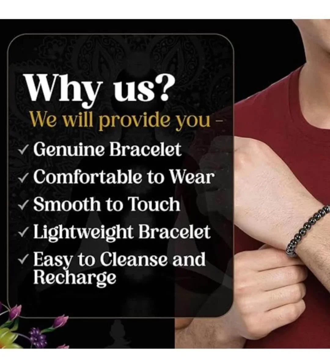 Black Tourmaline Stone Bracelet for Men & Women | Reiki Crystal Healing Bracelet | Protects Against Negative Energy | 8mm Beads | Unisex Stretchable Design - HEALING ZONE