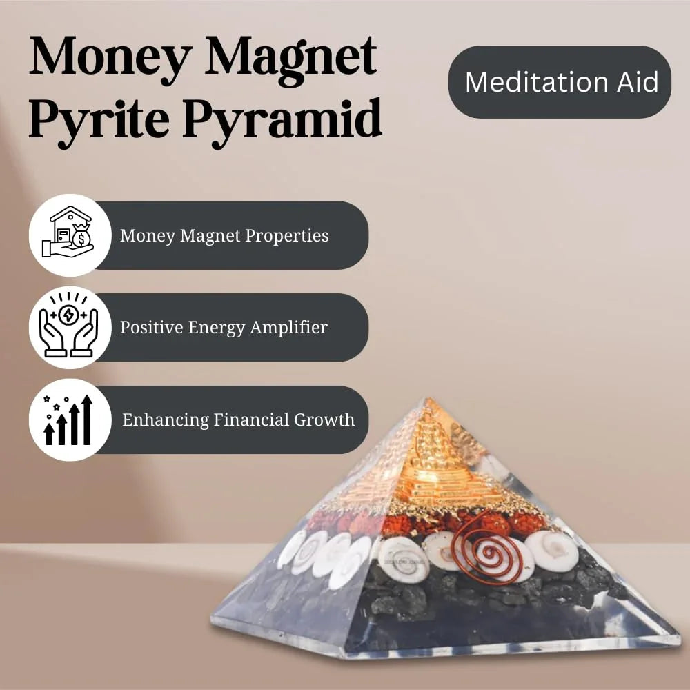 HEALING ZONE Pyrite Pyramid Original - Money Magnet Pyrite Pyramid - Gomti Chakra Original Shree Yantra Laxmi Pyramid,Home Decor, Home Decor Items, Pyrite Laxmi Pyramid, Gift, Wealth Pyramid