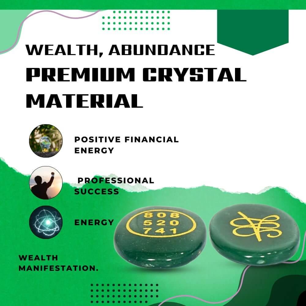 HEALING ZONE Zibu Coin Original Green Aventurine Stone-Green Jade Crystal Stone Pre-Energized for Good Luck Prosperity and Positivity in Money Love and Relationship- 808 520 741 Zibu Coin