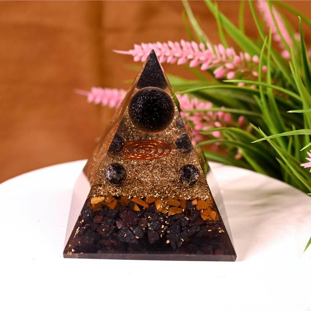HEALING ZONE Original Crystal Money Magnet Pyramid with Tiger Eye, Pyrite, Green Aventurine & Citrine | Vastu Wealth Enhancer for Good Luck, Prosperity & Money Attraction - HEALING ZONE