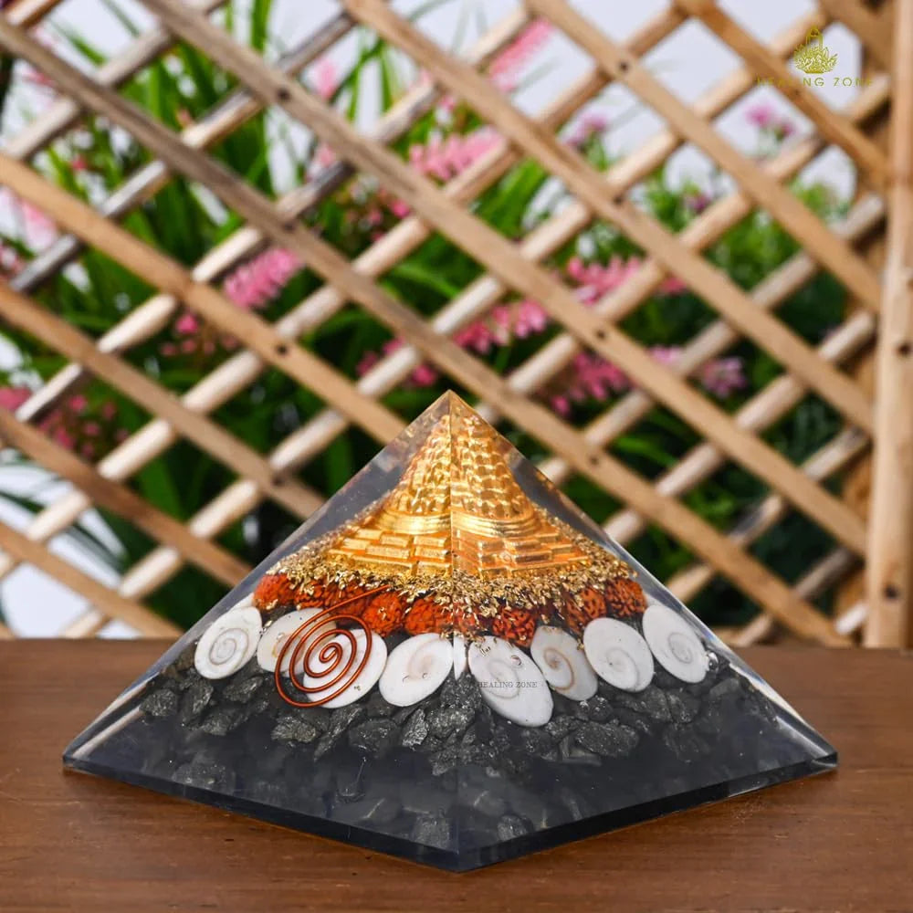 HEALING ZONE Pyrite Pyramid Original - Money Magnet Pyrite Pyramid - Gomti Chakra Original Shree Yantra Laxmi Pyramid,Home Decor, Home Decor Items, Pyrite Laxmi Pyramid, Gift, Wealth Pyramid