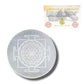 HEALING ZONE Selenite Crystal Charging Plate, 3 Inch Engraved Sri Yantra Selenite Plate for Crystal Cleansing Re-Energy Work, Meditation and Pooja Sri Yantra