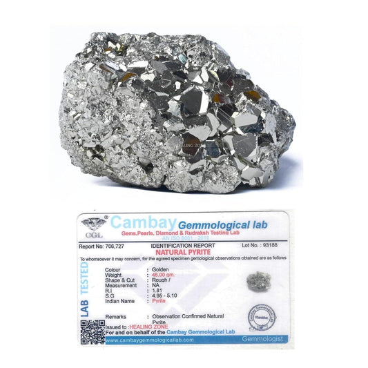 HEALING ZONE Pyrite Stone Original Cluster Samples, 40-50 Grams, High Energy Natural Iron Pyrite Stone Gold Rock, Reiki Crystal for Increased Willpower and Manifestation (40-50 Gram Piece)